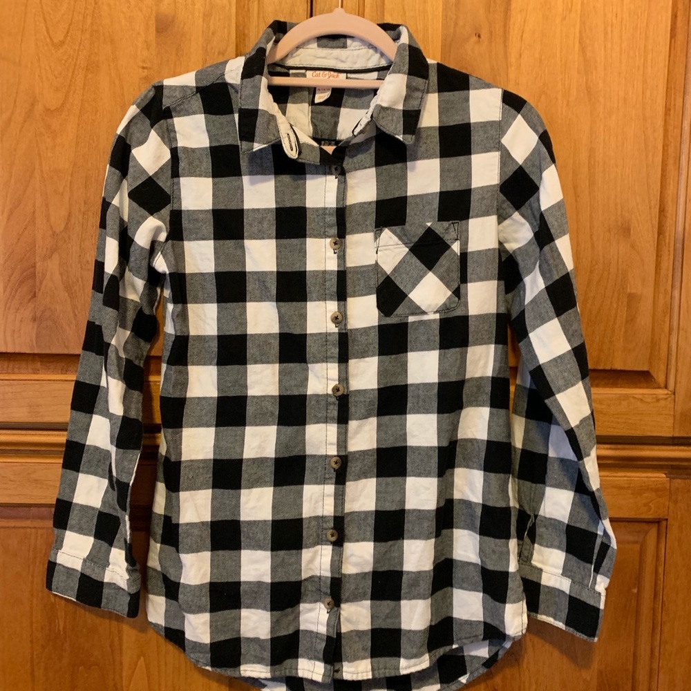 Cat&Jack black&white buffalo check shirt
